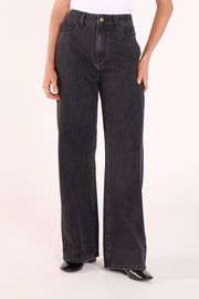 Stevie Wide Leg Jean - Washed Black