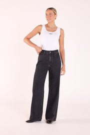Stevie Wide Leg Jean - Washed Black