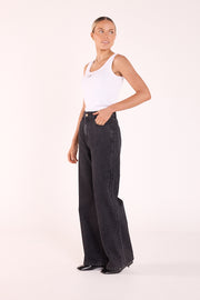 Stevie Wide Leg Jean - Washed Black