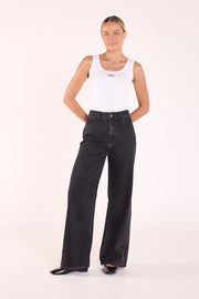 Stevie Wide Leg Jean - Washed Black