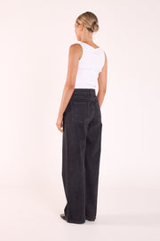Stevie Wide Leg Jean - Washed Black