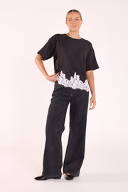Ali Tee - Black Cream Lace