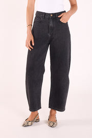 PRE-ORDER Lola Cropped Barrel Jean - Washed Black