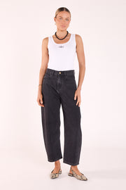 PRE-ORDER Lola Cropped Barrel Jean - Washed Black