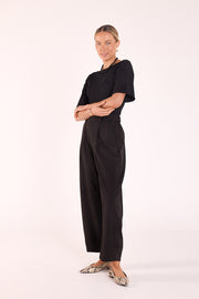 Andie Cropped Barrel Pant - Black
