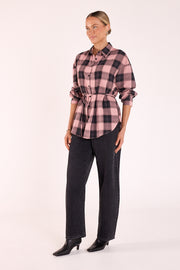 Laney Shirt - Pink Black Check