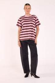 Carter Bold Tee - Violet Plum Stripe