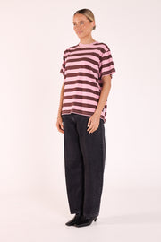 Carter Bold Tee - Violet Plum Stripe