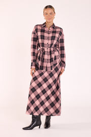Laney Skirt - Pink Black Check