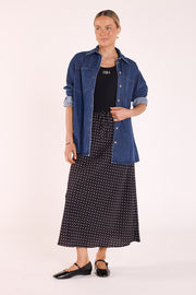 Harper Skirt - Black White Spot