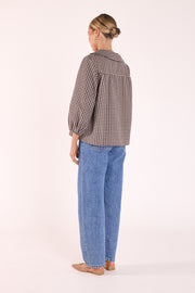 Autumn Top - Navy Oat Check
