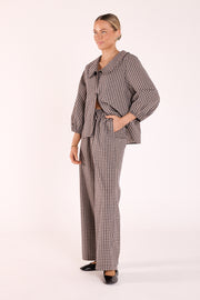Autumn Top - Navy Oat Check