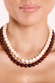 Peyton Beaded Necklace - Caramel Swirl