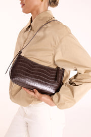 Elizabeth Shoulder Bag - Chocolate Croc