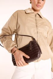 Elizabeth Shoulder Bag - Chocolate Croc