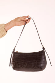 Elizabeth Shoulder Bag - Chocolate Croc