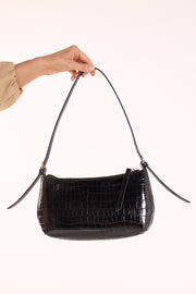 Elizabeth Shoulder Bag - Black Croc