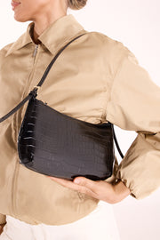 Elizabeth Shoulder Bag - Black Croc