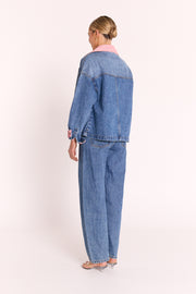 Peta Denim Jacket - Pink Trim