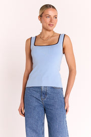 Millie Contrast Tank - Blue Chocolate