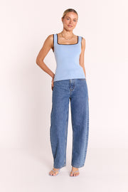Millie Contrast Tank - Blue Chocolate