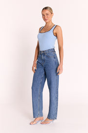 Millie Contrast Tank - Blue Chocolate