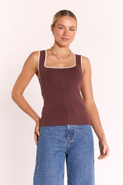 Millie Contrast Tank - Chocolate Cream