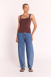 Millie Contrast Tank - Chocolate Cream