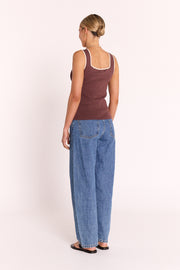Millie Contrast Tank - Chocolate Cream