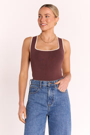 Millie Contrast Tank - Chocolate Cream