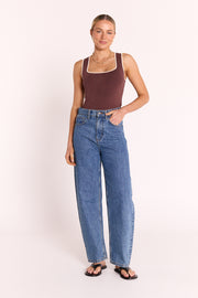 Millie Contrast Tank - Chocolate Cream