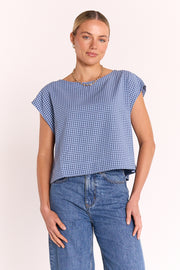 Lottie Top - Blue Gingham