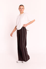 Noah Wide Pant - Dark Chocolate Piping