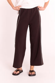Noah Cropped Pant - Dark Chocolate Piping