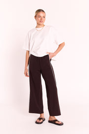 Noah Cropped Pant - Dark Chocolate Piping