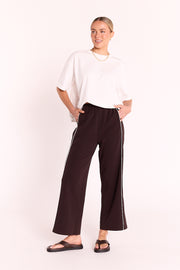 Noah Cropped Pant - Dark Chocolate Piping