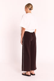 Noah Cropped Pant - Dark Chocolate Piping