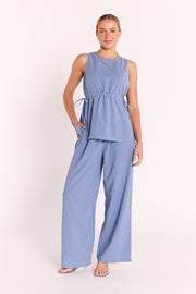 Lottie Pant - Blue Gingham