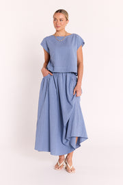 Lottie Skirt - Blue Gingham