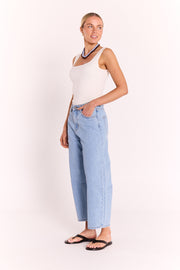 Lola Cropped Barrel Jean - Summer Blue