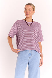 Evie Knitted Top - Grape Stripe