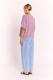 Evie Knitted Top - Grape Stripe