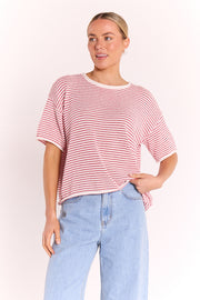 Evie Knitted Top - Red Stripe