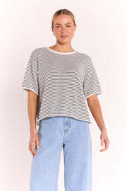 Evie Knitted Top - Black Stripe
