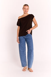 Hartley Off Shoulder Top - Chocolate