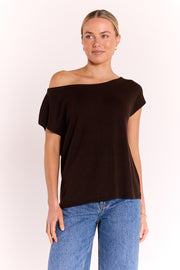 Hartley Off Shoulder Top - Chocolate