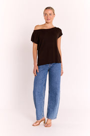 Hartley Off Shoulder Top - Chocolate