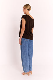 Hartley Off Shoulder Top - Chocolate