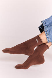 Classic Frill Socks - Chocolate