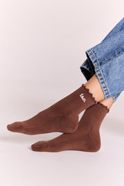 Classic Frill Socks - Chocolate